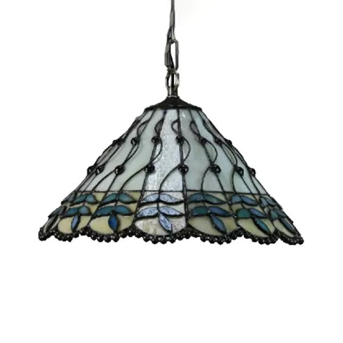 Kitchen Pendant Lights Stained Glass with Adjustable Chains Tiffany Cone Ceiling Fixture