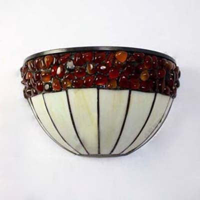2 Lights Bowl Wall Mount Light Loft Retro Stained Glass Wall Sconce Lighting for Corridor